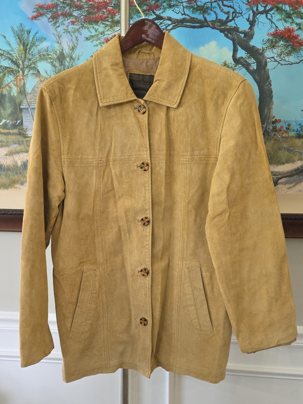 Brandon Thomas Mustard Suede Button-Front Jacket
